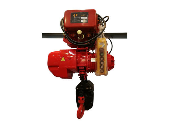 Tinggi Pengangkatan 3m - 50m Efisien Tinggi Dengan Troli Bermotor 1 Ton Electric Chain Hoist